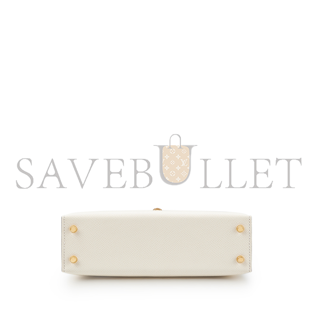 H**mes master mini kelly ii epsom cream white windbreaker gray gold hardware (19*12*5.5cm)